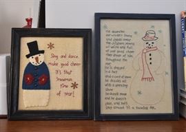 Framed Holiday Themed Embroidery