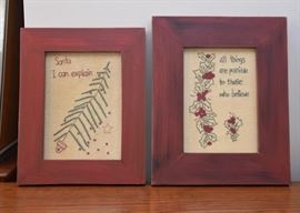 Framed Holiday Themed Embroidery