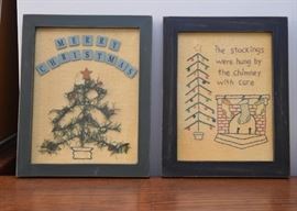 Framed Holiday Themed Embroidery