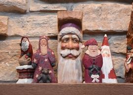 Wood Carved Santa Claus Figurines