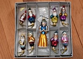 Christopher Radko Snow White Mercury Glass Christmas Ornaments ("And Snowy Makes Eight")