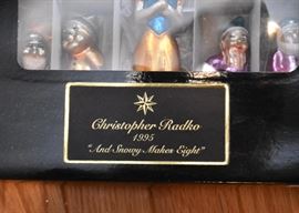 Christopher Radko Snow White Mercury Glass Christmas Ornaments ("And Snowy Makes Eight")