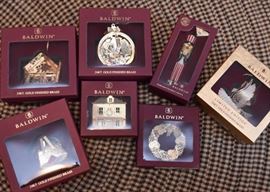 Baldwin Christmas Ornaments (24kt Gold Finished Brass)