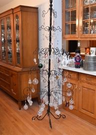 Black Metal Christmas Tree with Waterford Crystal Ornaments
