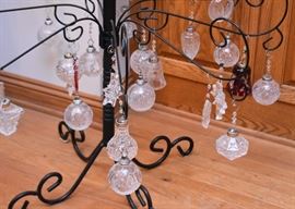 Black Metal Christmas Tree with Waterford Crystal Ornaments