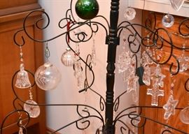 Black Metal Christmas Tree with Waterford Crystal Ornaments