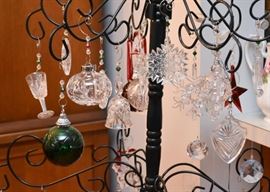 Black Metal Christmas Tree with Waterford Crystal Ornaments