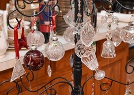 Black Metal Christmas Tree with Waterford Crystal Ornaments