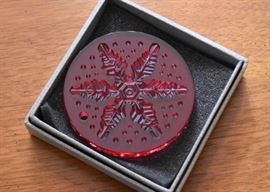Lalique Red Snowflake Christmas Ornament