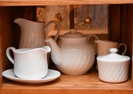 Corning Teapot, Pitcher, Creamers & Sugar