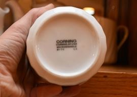 Corning Teapot, Pitcher, Creamers & Sugar