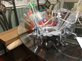 Arthur Court salad bowl with horse stand