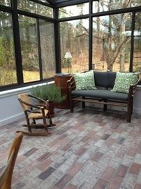 Bench made with real tree trunk and branchews