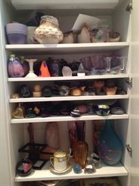 Signed art pieces. Royal Doulton, David Garcia, Annieglass, S. Ward Mosaic, G.Ugolini art, Mini Brassy Elizabath Nordgren, vintage Annalee Doll "Doctor", Caithness glass, Lane fine art signed paper weights