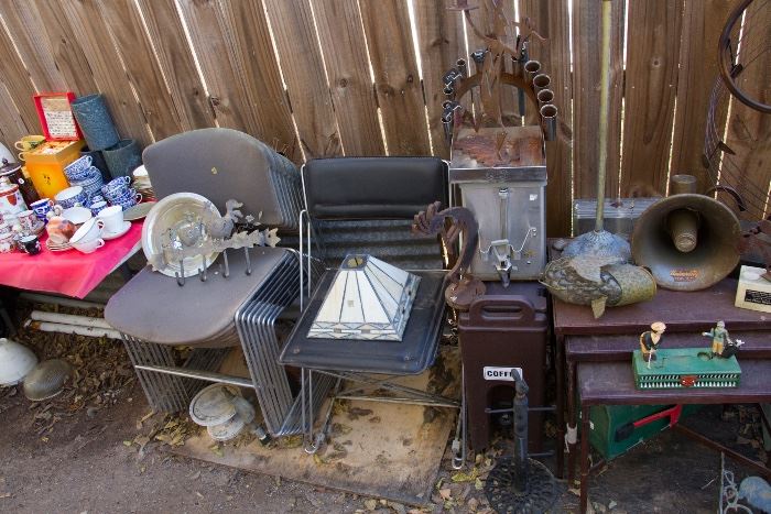 Vintage Stackable Chairs:  Black:  $45.00pr.  Green/Gray Upholstery:  4 @ $45.00.  2 Sets Available. 