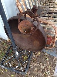 Antique Longhorn Bell:  $39.00  Cauldron w/Horseshoe Handles:  $60.00