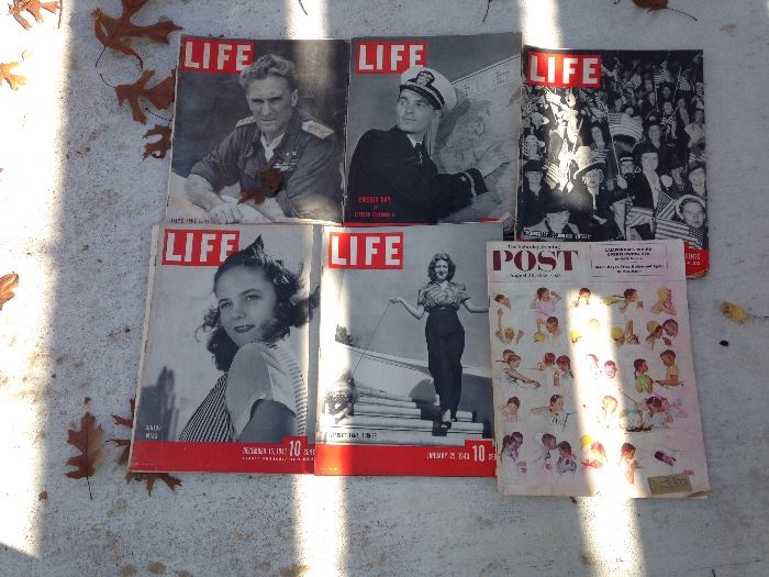 1940's LIFE and Post Magazine's.  Approximately 40 available.  $3.00ea.