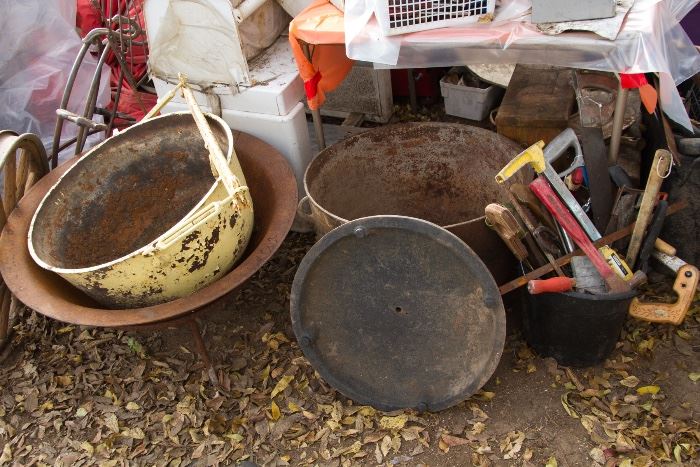 Large Kettle on Base:  $27.00 (as is)  Large 3 Leg Cauldron:  $60.00  Cast-Iron Base:  $4.50