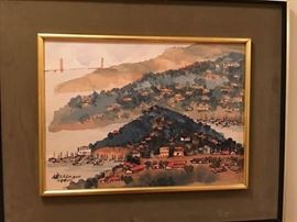 James YehJay Liu Ink painting on Silk, Tiburon, Ca