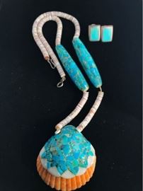 Mosaic necklace and .925 Earrings
