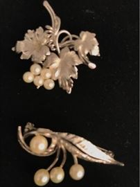 Signed Sterling Pearl Pin and More
