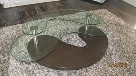 Glass Top Wood Base Coffee/Cocktail Table from Cantoni. Very Heavy and Sturdy. 1/4"glass