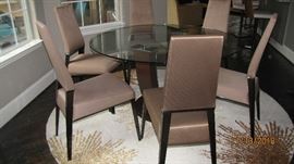 54" Round Glass Top Modern Table & Chairs from Cantoni