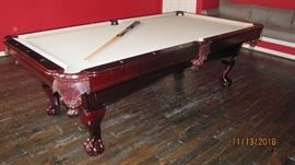 8ft Claw Footed Pool Table with accessories