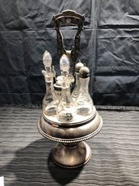 Antique silver condiment carousel