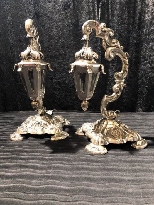 Antique silver tabletop lamps