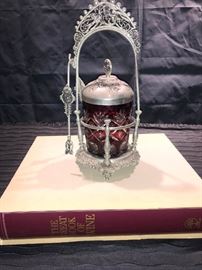 Candle with silver case, including a wine book