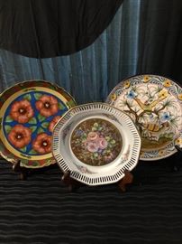 Handpainted plates with stands
