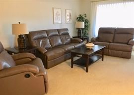 Ashley Wall-hugger Dual Reclining Sofa, Dual Reclining Love Seat, Rocking Recliner