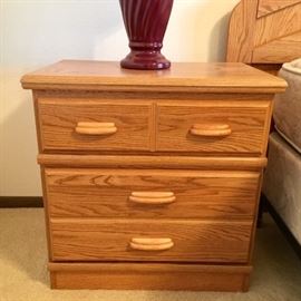 Oak Wood-grain 2-drawer Nightstands
