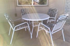 Metal/Fiberglass Patio Table w/ 4 Arm Chairs