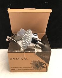NIB Evolve Polished Chrome Shower Head. ECO-Optimized.