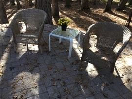 Pair of wicker chairs.