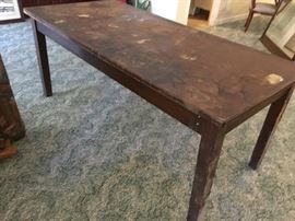 Great two drawer vintage school table.