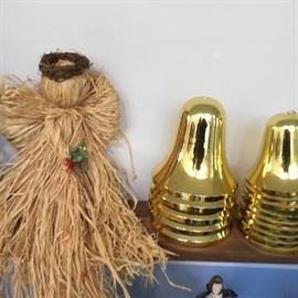 Christmas bells and a straw angel.
