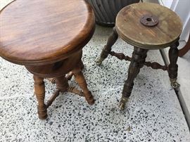 Pair of antique piano stools.  One needs some work.