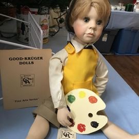 Paints with palette.