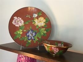 Cloisonné plate and bowl.