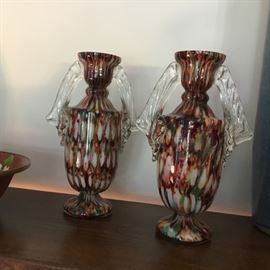 Pair of Murano blown glass vases.