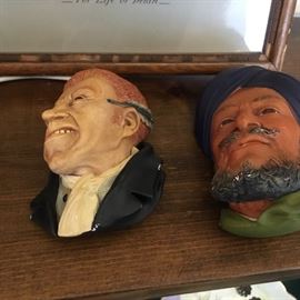 Vintage Bossons English portrait heads. Uriah Heep and a pirate.