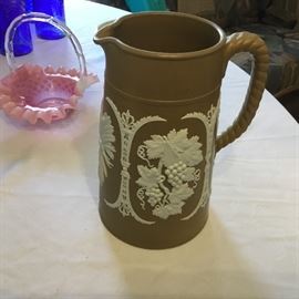 Antique jasper ware pitcher.