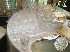 Vintage etched crystal plus lots of punch cups for your Holiday entertaining.