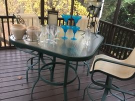 Bistro outdoor table set with accessories.