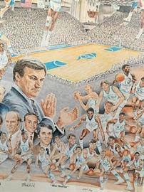 Signed and numbered Dean Smith commemorative print.