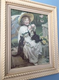 Vintage Victorian Girl with Kittens Print 'You Mustn't Pull'