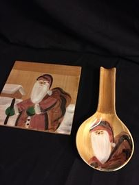 Hot Plate, Spoon Rest, Christmas, Santa, Mexico